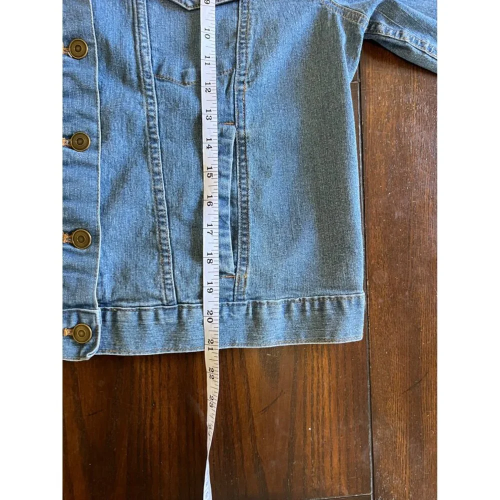 Faded Glory Button Down Classic Trucker Jean Jacket Large Stretch Classic - Picture 9 of 9
